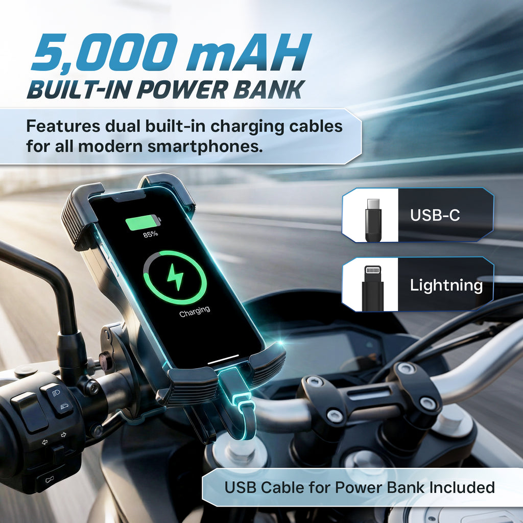 Firethorn Bike Phone Holder with Built-In Rechargeable Battery